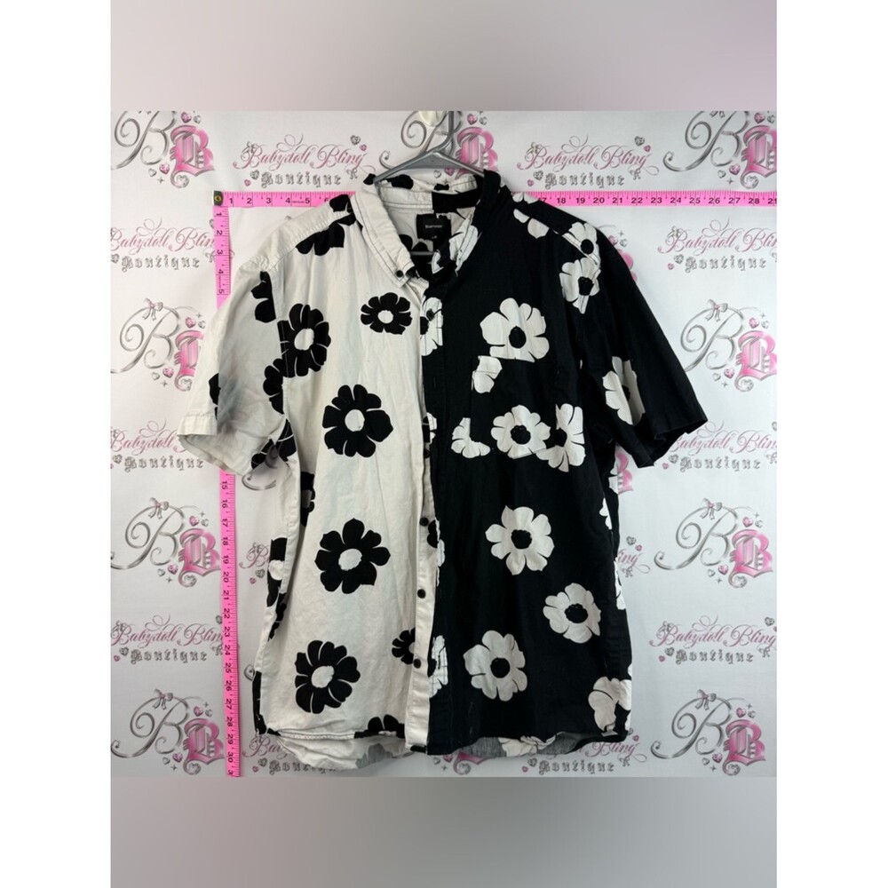 Bluenotes button up shirt Two-Tone Black & White Floral Button-Down Shirt